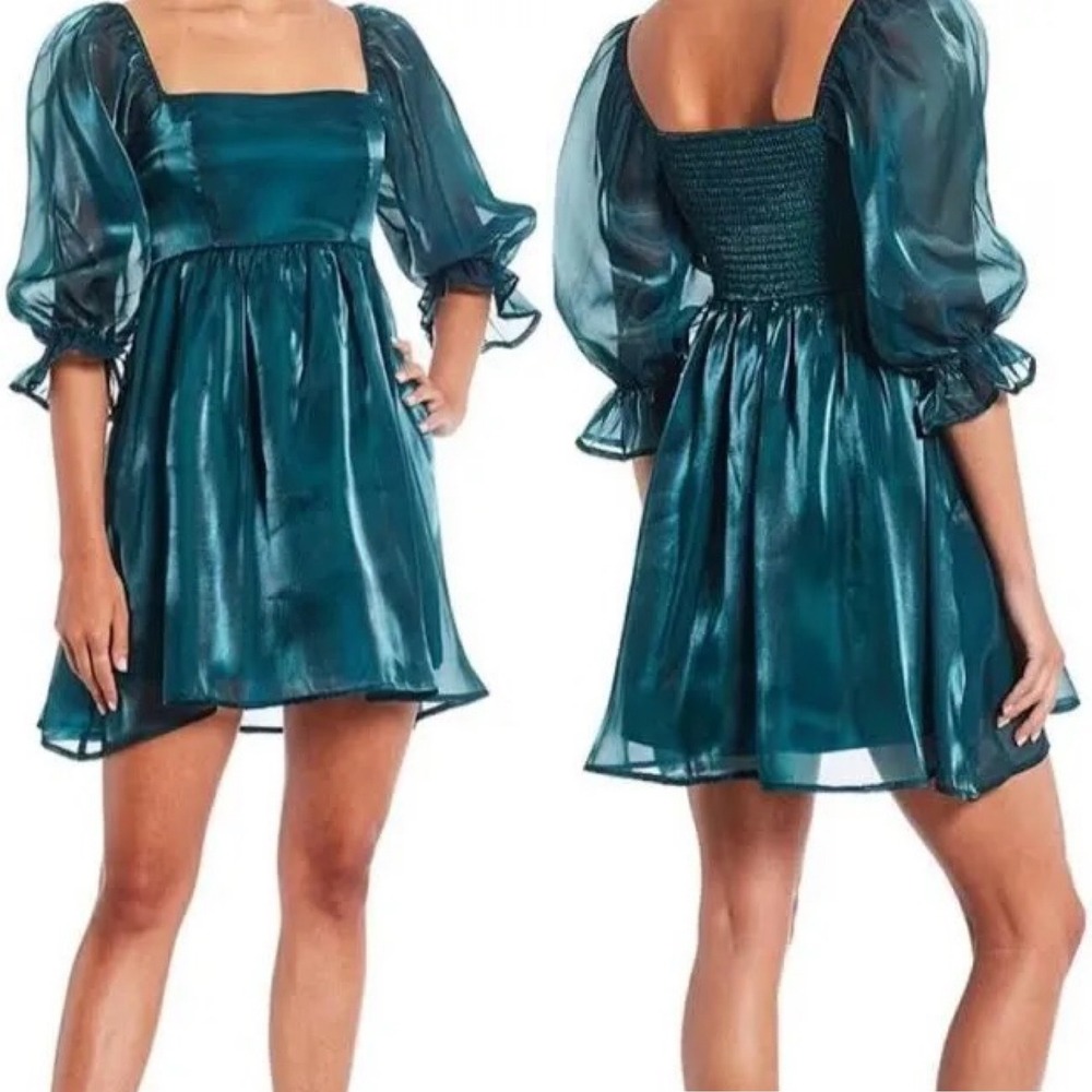 Thirty Thirty LA Organza Puff Sleeve Women XS Fairy Babydoll Mini Dress NEW